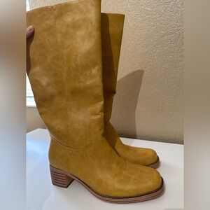 Yellow Leather Women's Boots